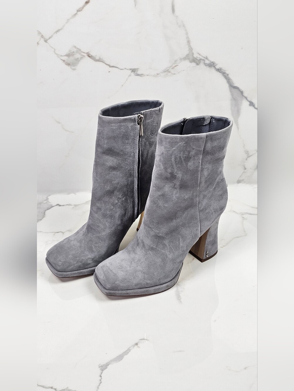 NWT Sam Edelman Jaye Suede Platform Booties in River Rock Grey - Size 9M